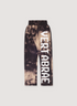 Vertabrae C-2 Sweatpants Washed Black Tan Marble front view with white graphic text on one of the legs, front view