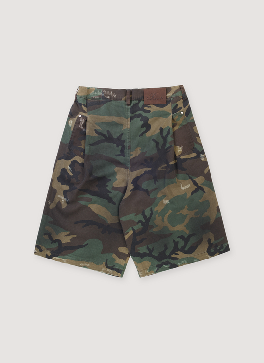 Pieces Back Pleat Shorts Dirty Camo