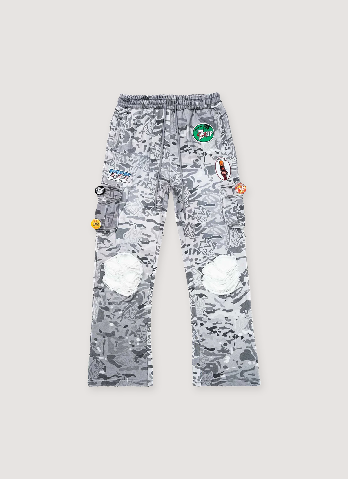 Patchwork 7s Cargo Sweatpants Camo