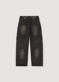 Vale Forever Candy Denim Black Jeans with classic 5 pocket design, crystal rhinestone details, straight cut, back view Vale Forever Candy Denim Black - Image 2 | Authenticated at Pieces Los Angeles