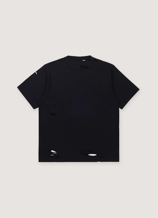 Balenciaga Caps Destroyed Tee Black