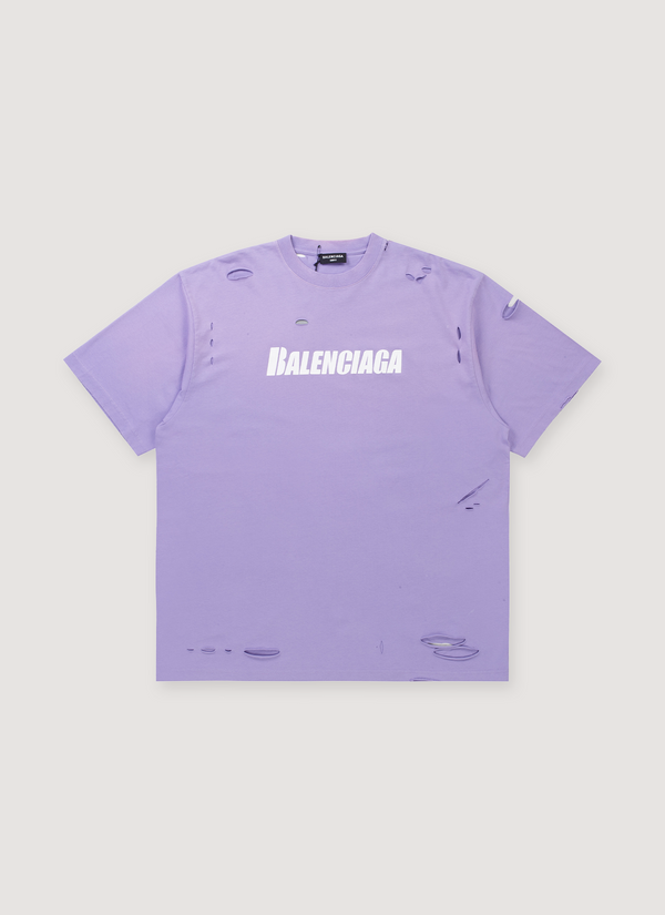 Balenciaga Caps Destroyed Tee Purple Caps Destroyed Tee Purple - Authenticated T-shirts | Pieces Los Angeles