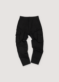 Dior Cargo Pants Black Gabardine (Pre-Owned) zip and hook closure, snap button pockets and ankles, side cargo pockets, side slit pockets, front view Dior Cargo Pants Black Gabardine (Pre-Owned) - Image 1 | Authenticated at Pieces Los Angeles