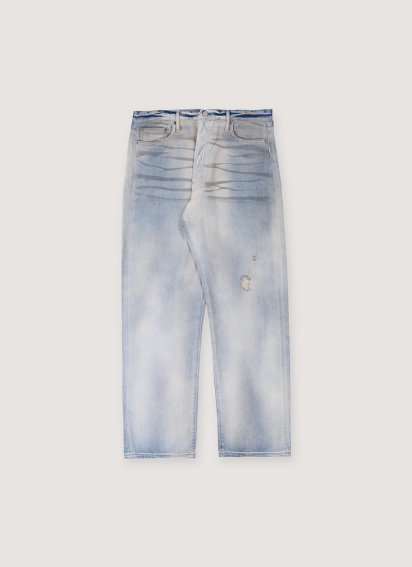 Acne Studios 1999 Carver Denim Washed Indigo distressed look front side 1999 Carver Denim Washed Indigo - Authenticated Jeans | Pieces Los Angeles