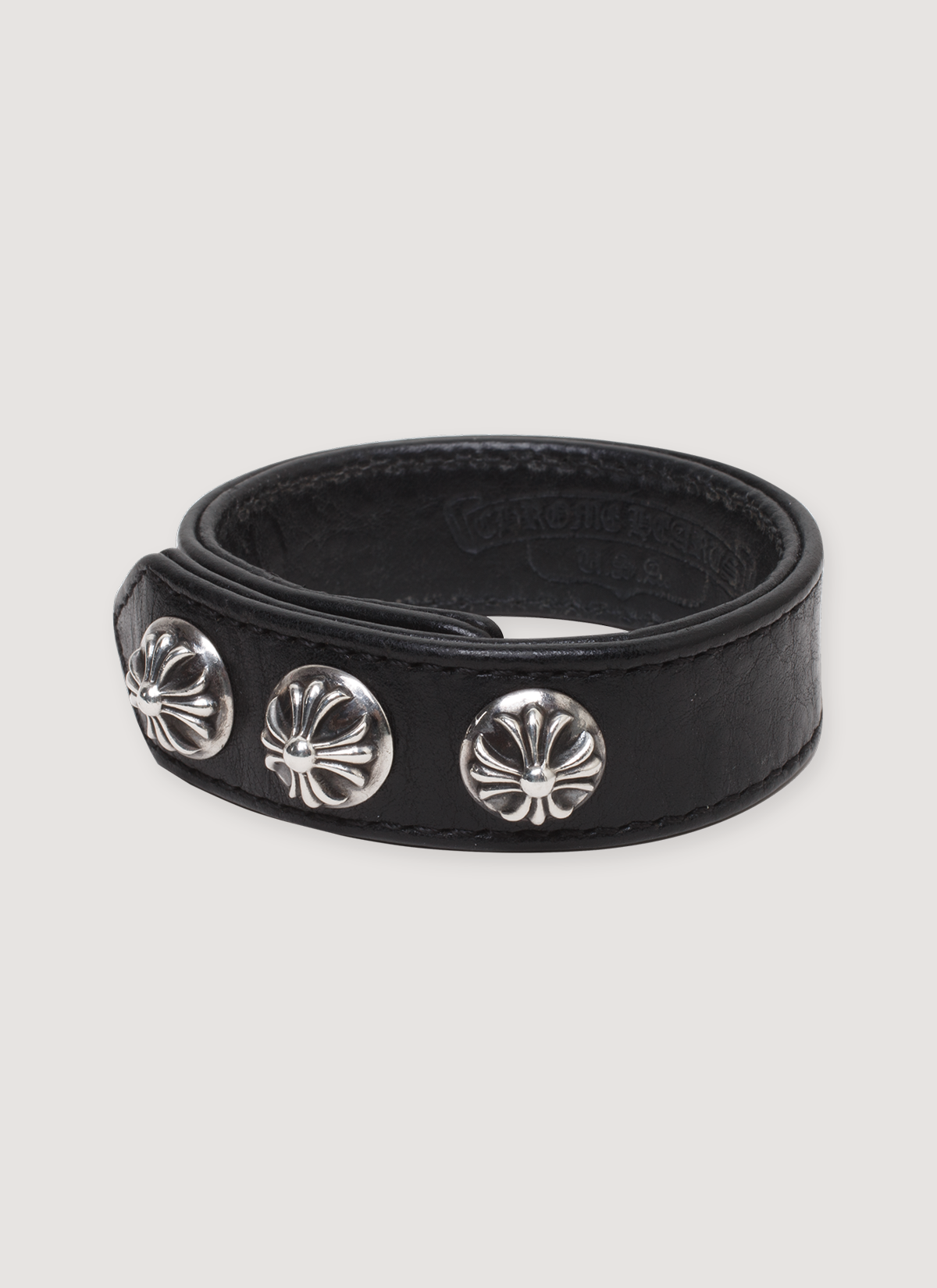 Chrome Hearts Cross Leather Bracelet Black (Pre-Owned)