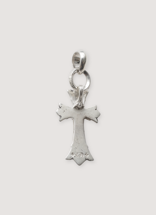 Chrome Hearts Diamond Double Cross Pendant with Bale Silver