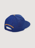 Chrome Hearts CH Baseball Hat Blue Orange with .925 silver button on top, Chrome Hearts Scroll text on back, back view Chrome Hearts CH Baseball Hat Blue Orange - Image 2 | Authenticated at Pieces Los Angeles