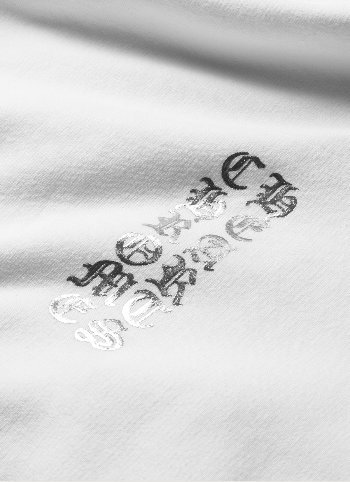 Chrome Hearts Silver Metallic Vertical Logo Sweatshirt White Chrome Hearts Silver Metallic Vertical Logo Sweatshirt White - Image 3 | Authenticated at Pieces Los Angeles