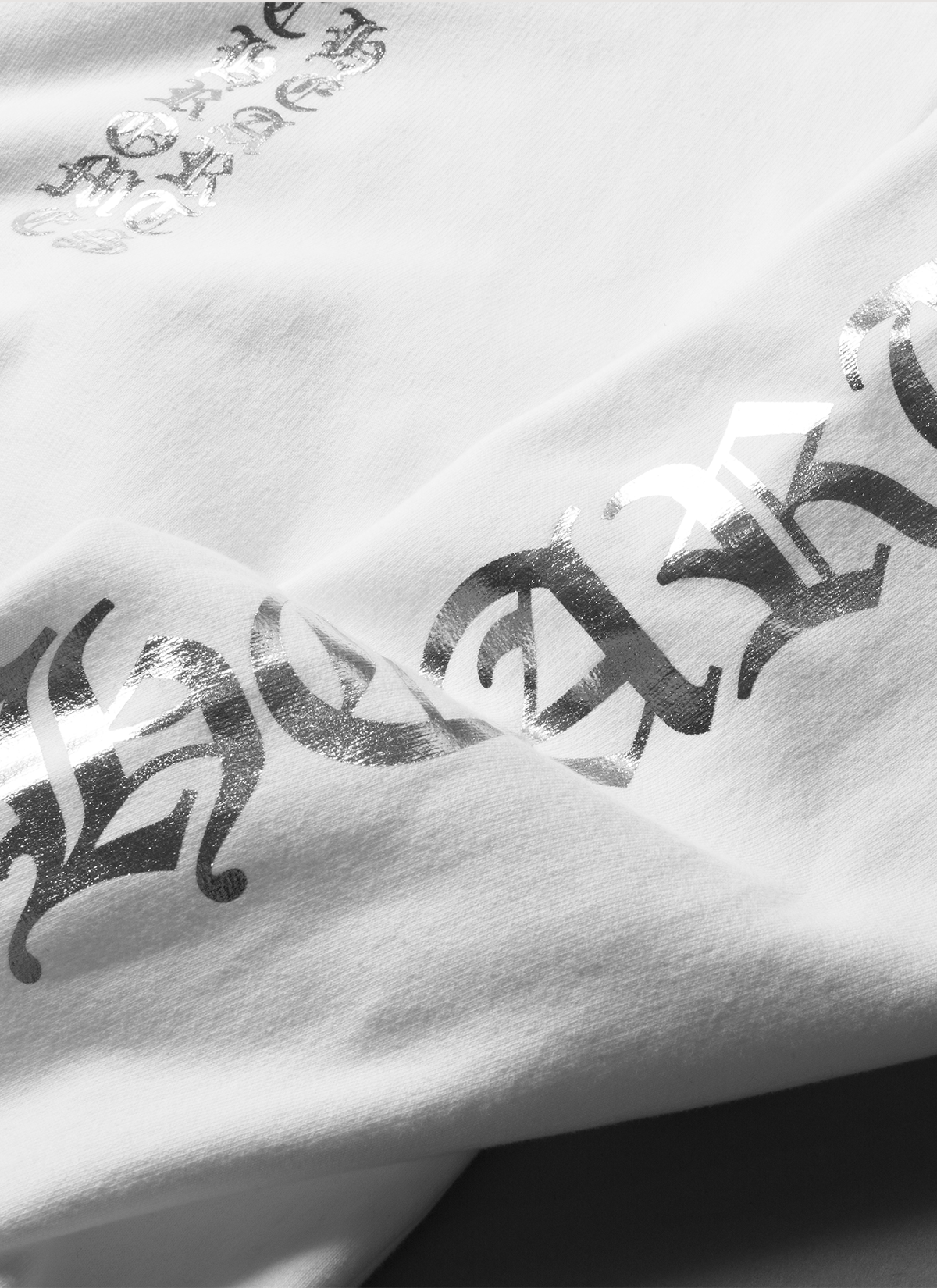 Chrome Hearts Silver Metallic Vertical Logo Sweatshirt White Chrome Hearts Silver Metallic Vertical Logo Sweatshirt White - Image 4 | Authenticated at Pieces Los Angeles