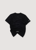 Chrome Hearts Multi Logo Tee Shirt Black (Pre-Owned) with front chest pocket with screen printed white logo on it, and logo on the right sleeve, back view Chrome Hearts Multi Logo Tee Black (Pre-Owned) - Image 2 | Authenticated at Pieces Los Angeles