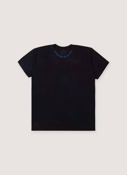 Neck Logo Tee Black Blue – PIECES