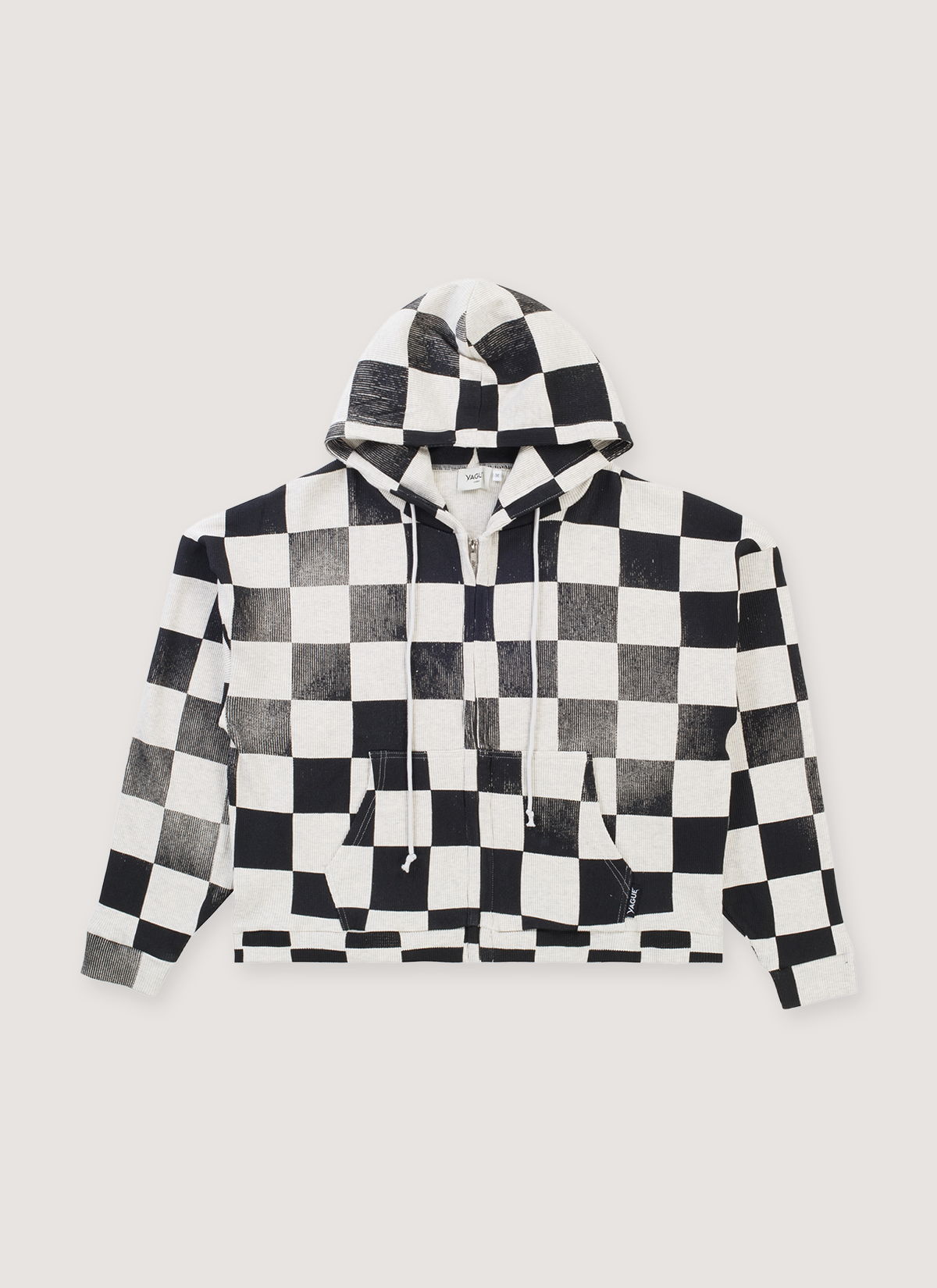 Vague Studios Checkered Thermal Zip Sweatshirt White Black