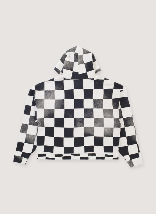 Vague Studios Checkered Thermal Zip Sweatshirt White Black