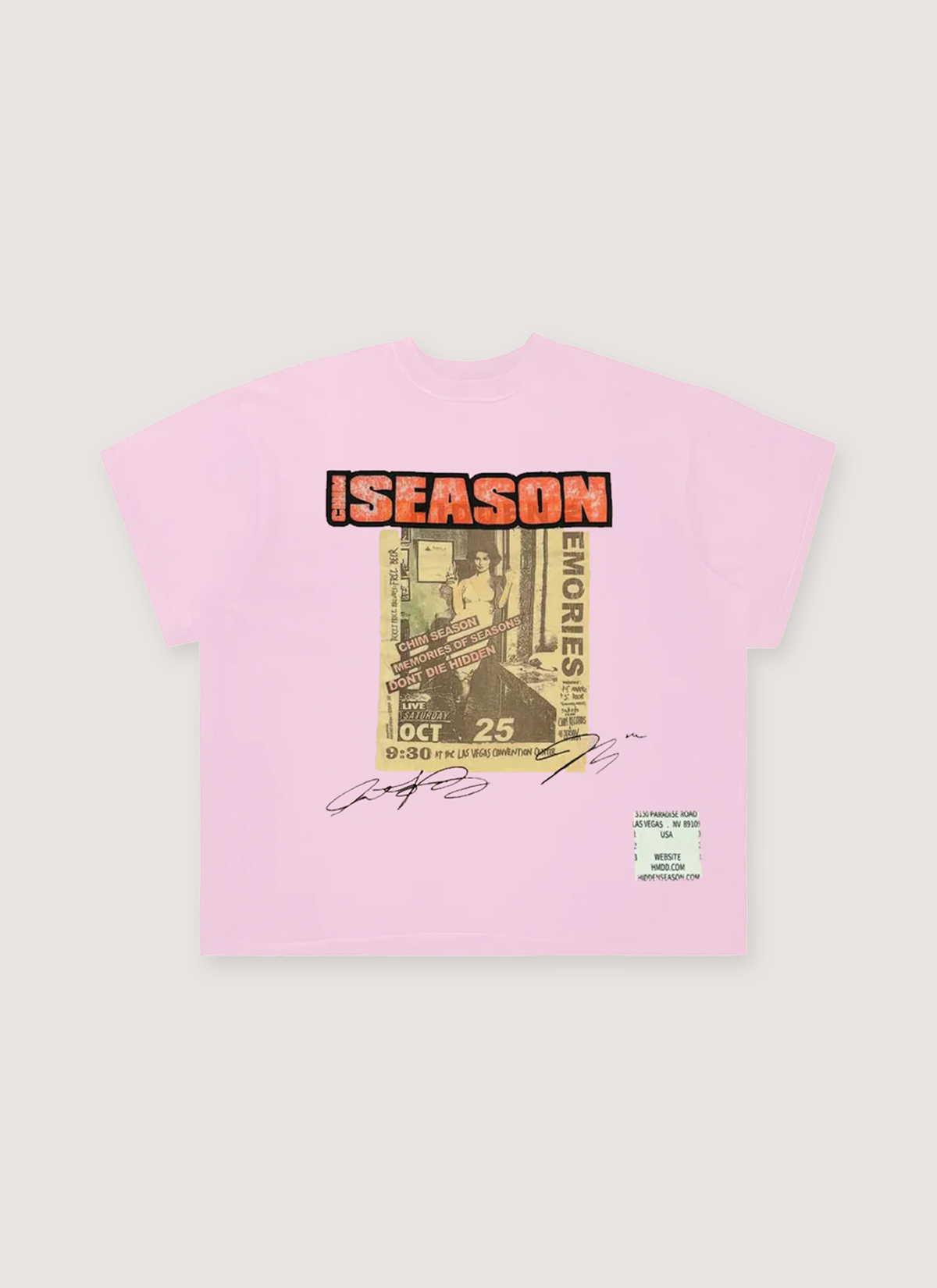 HMDD Complexcon Exclusive Hidden Season Tee Pink HMDD Complexcon Exclusive Hidden Season Tee Pink - Image 1 | Authenticated at Pieces Los Angeles