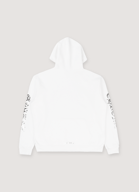 Chrome Hearts Silver Metallic Vertical Logo Sweatshirt White