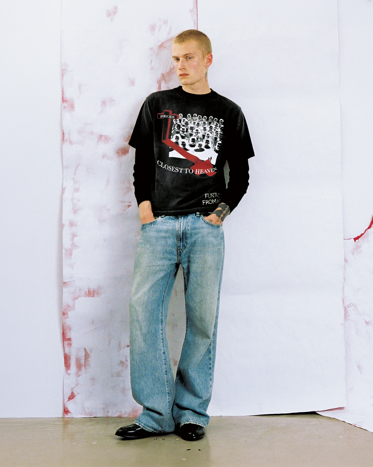 Model wearing New Age Closest to Heaven tee — Pieces Los Angeles