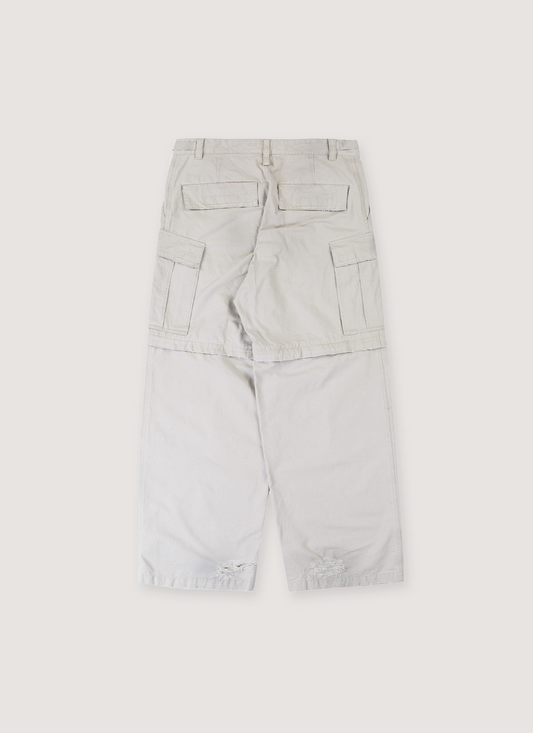 Balenciaga Convertible Distressed Cargo Trouser Dirty White