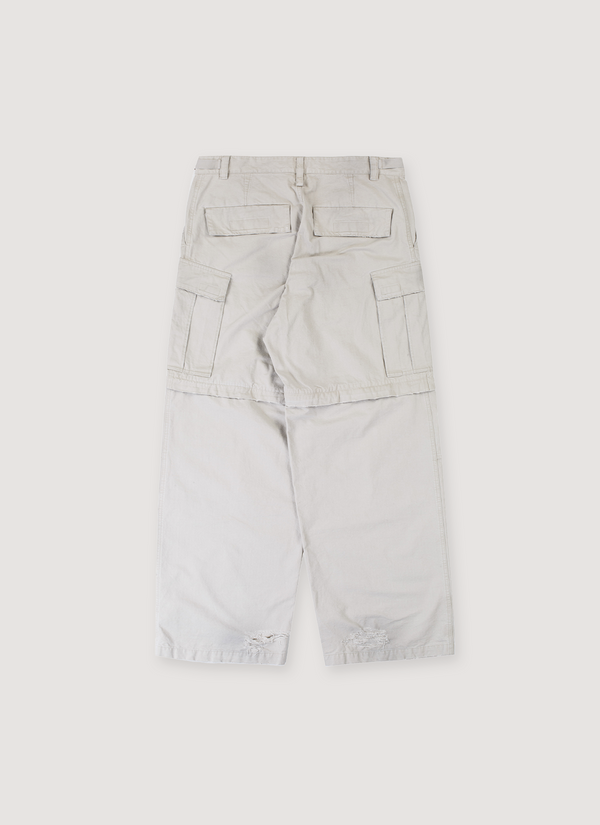 Balenciaga Convertible Distressed Cargo Trouser Dirty White alternate view - Shop at Pieces Los Angeles