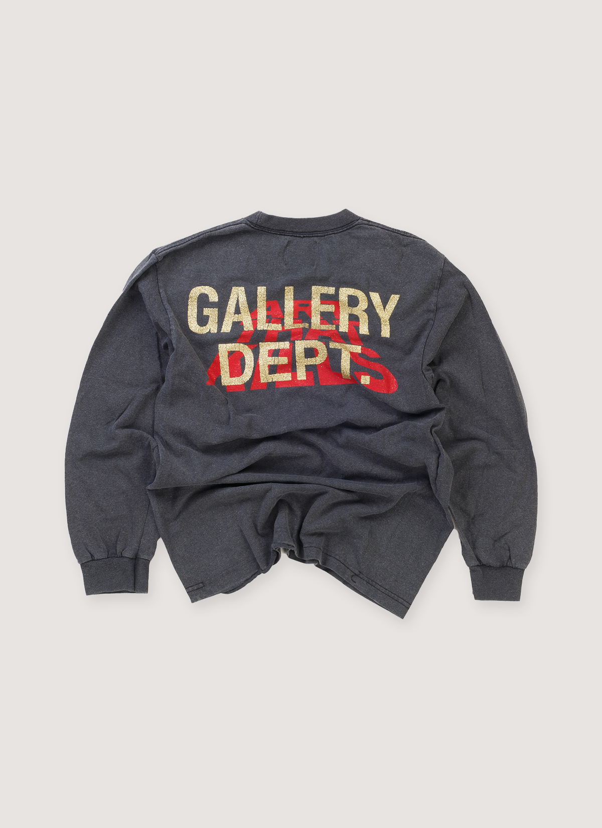 Gallery Dept. Cosmic Suite Longsleeve Vintage Black (Pre-Owned) with glitter print, printed logos, ribbed cuff and hem, back view