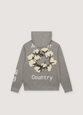 Denim Tears CPFM Cactus Tears Sweatshirt Grey hoodie with white text and a tan off-white wreath flower graphic, back view Denim Tears CPFM Cactus Tears Sweatshirt Grey - Image 2 | Authenticated at Pieces Los Angeles