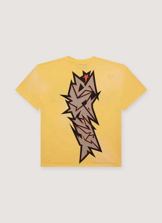 Hellstar Crack Logo Tee Yellow