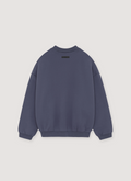 Essentials Fear of God Fleece Crewneck Marine 480 gsm with rib-knit collar, cuffs and waist, side pockets, printed logo, rubberized label, back view Essentials Fleece Crewneck Marine - Image 2 | Authenticated at Pieces Los Angeles