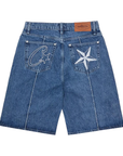 Corteiz C Star Denim Shorts Faded Indigo