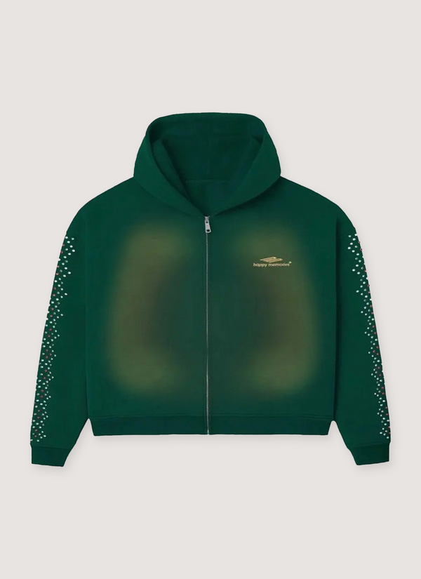 HMDD Crystal Zip Up Sweatshirt Green Crystal Zip Up Sweatshirt Green - Authenticated Sweatshirts | Pieces Los Angeles