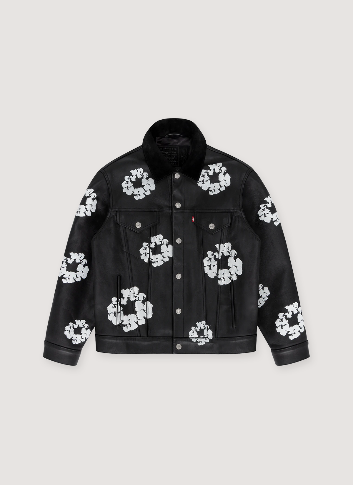 Denim Tears Leather Cotton Wreath Type-3 Jacket Black Denim Tears Leather Cotton Wreath Type-3 Jacket Black - Image 1 | Authenticated at Pieces Los Angeles