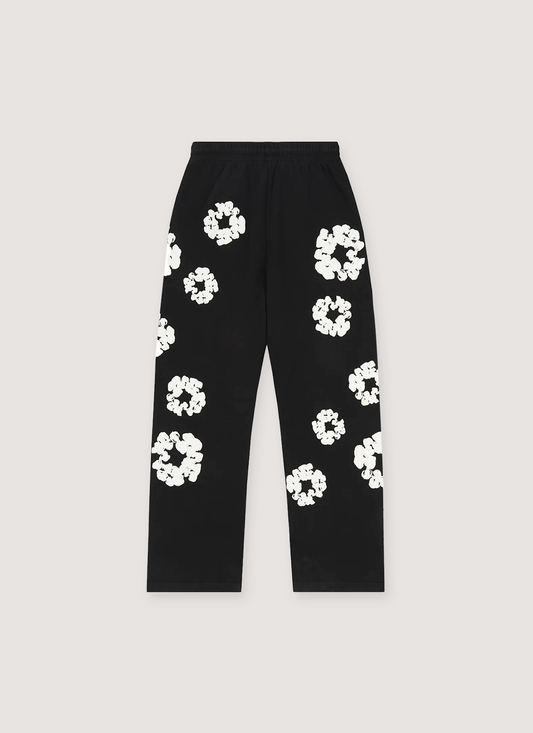 Denim Tears Cotton Wreath Open Hem Sweatpants Black