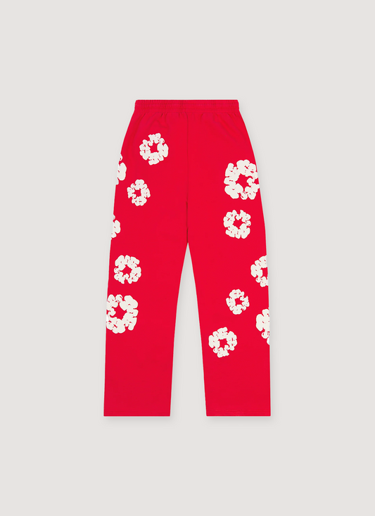 Denim Tears Cotton Wreath Open Hem Sweatpants Red
