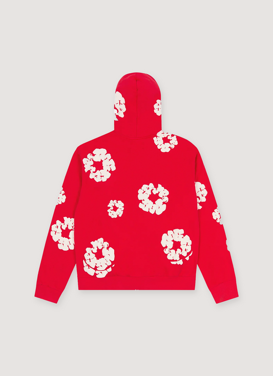 Denim Tears Cotton Wreath Zip Up Sweatshirt Red