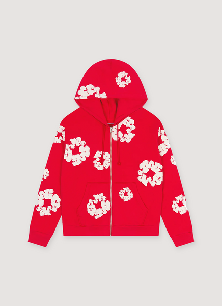 Denim Tears Cotton Wreath Zip Up Sweatshirt Red – PIECES Denim Tears Cotton Wreath Zip Up Sweatshirt Red – PIECES