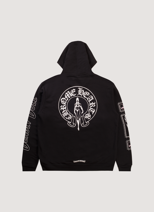 Chrome Hearts Deadly Dolls Zip Up Sweatshirt Black Pink