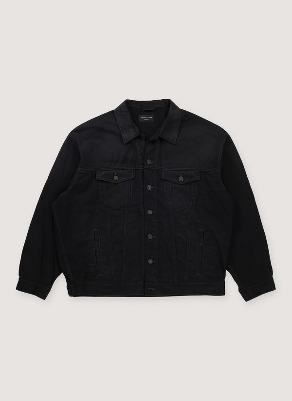 Balenciaga Hand Drawn BB Icon Denim Jacket Black alternate view - Shop at Pieces Los Angeles