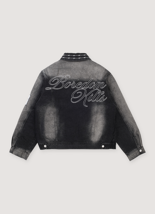 Boredom Kills BK Jean Jacket Washed Black