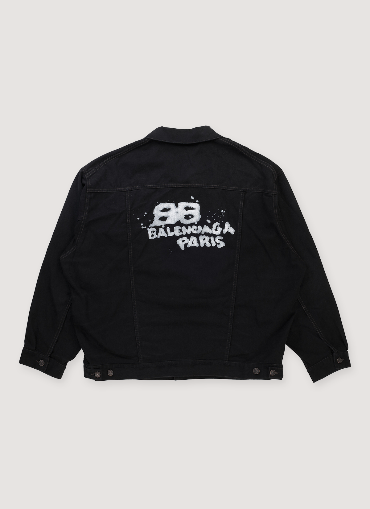 Balenciaga Hand Drawn BB Icon Denim Jacket Black