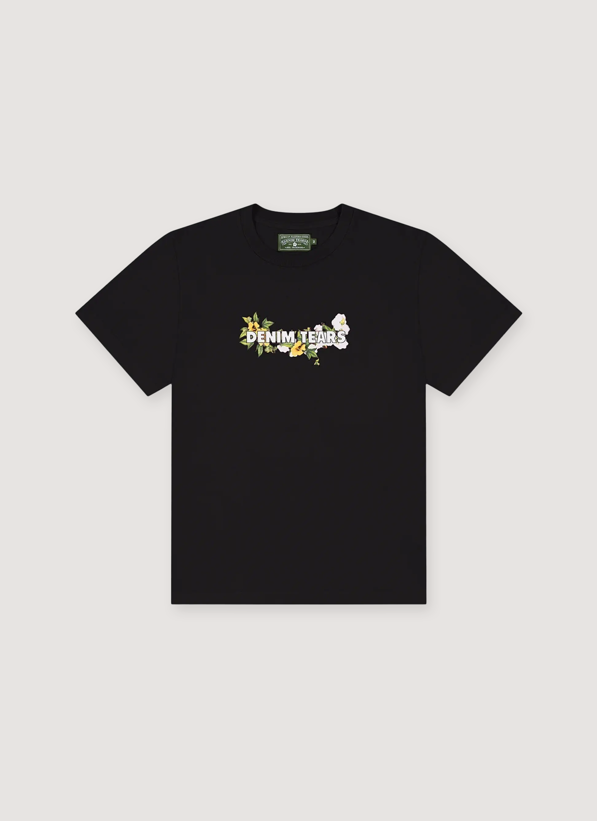 Denim Tears Cotton Floral Logo Tee Black Denim Tears Cotton Floral Logo Tee Black - Image 1 | Authenticated at Pieces Los Angeles