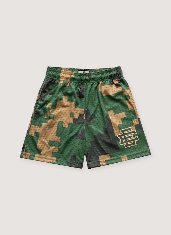 Basic Short Digi Camo Dark Green digital camouflage shorts front view Basic Short Digi Camo Dark Green - Authenticated Shorts | Pieces Los Angeles