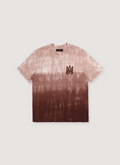 Amiri MA Logo Dip Dye Tee Brown with three shades of brown dye getting darker towards the bottom of the shirt, front view Amiri MA Logo Dip Dye Tee Brown - Image 1 | Authenticated at Pieces Los Angeles