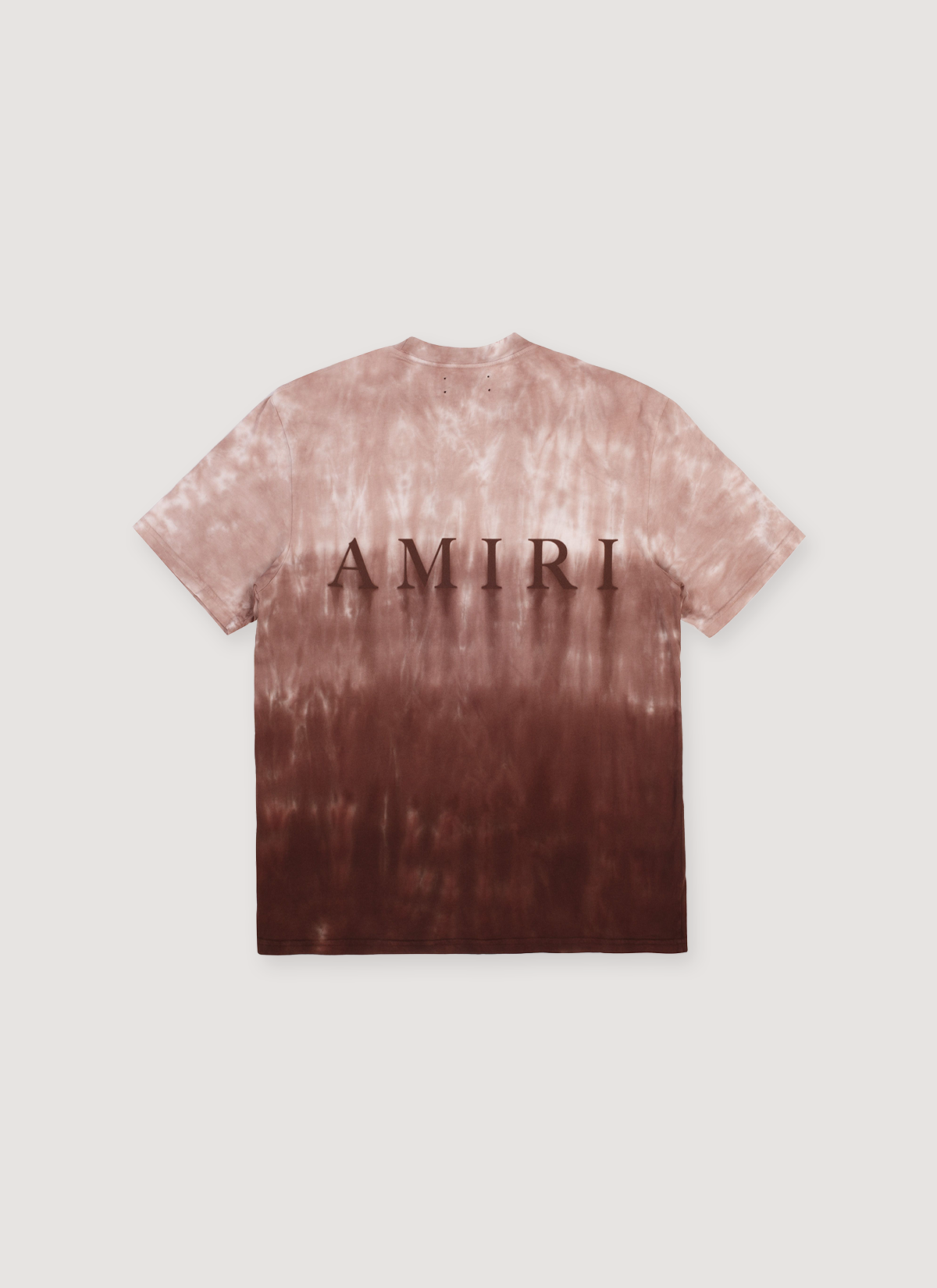 Amiri MA Logo Dip Dye Tee Brown with three shades of brown dye getting darker towards the bottom of the shirt, back view