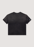Vale Forever The Dog Tee Shirt Vintage Black with printed Snoop Dogg logo, vintage wash and distressed, boxy cropped fit, back view Vale Forever The Dog Tee Vintage Black - Image 2 | Authenticated at Pieces Los Angeles