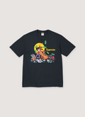 Supreme All Dogs Go To Heaven Tee shirt Navy colorway with dog graphic design front view Supreme All Dogs Go To Heaven Tee - Image 4 | Authenticated at Pieces Los Angeles