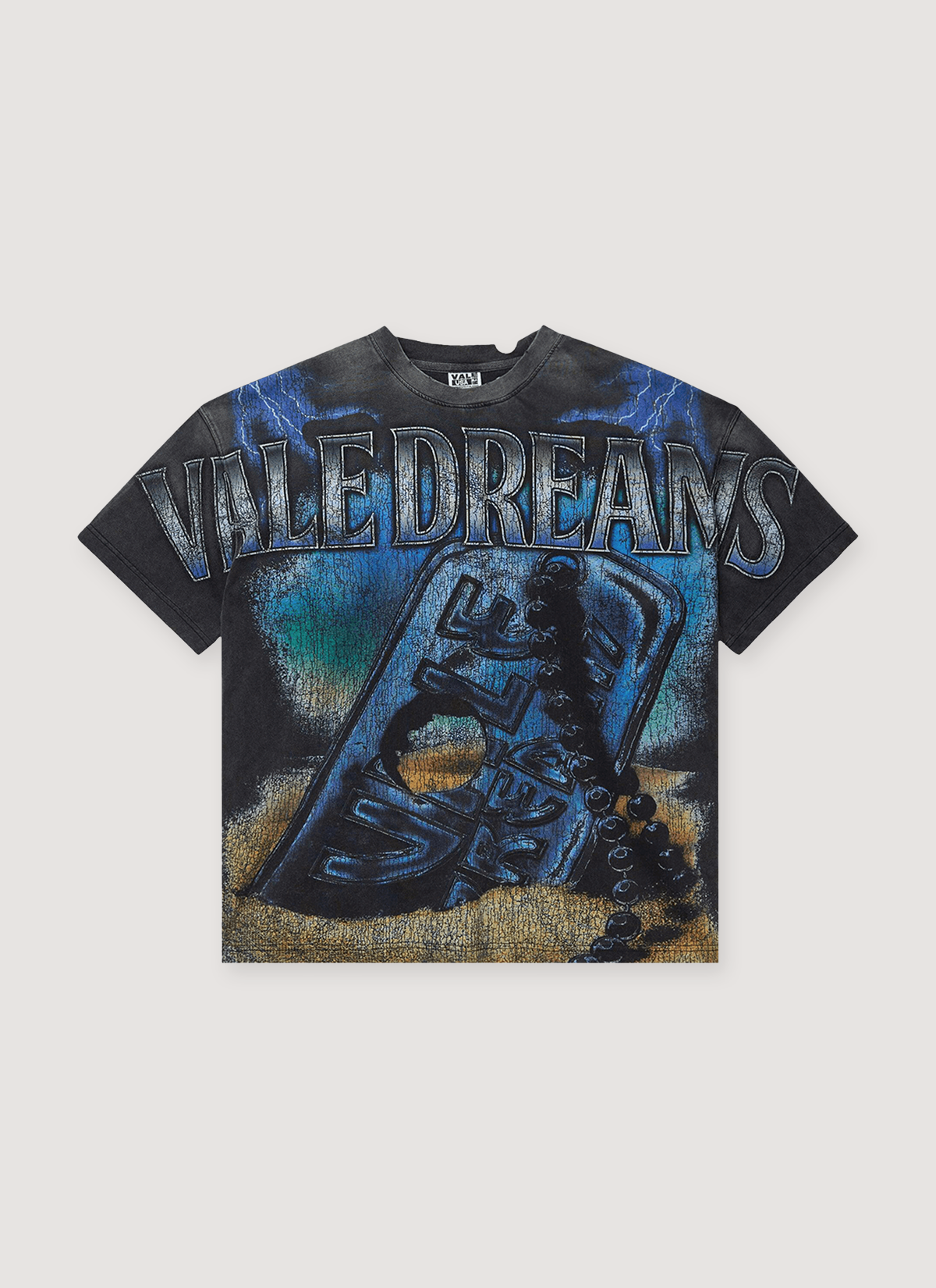 Vale Forever Dog Tag Big Tee Vintage Black