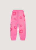 Denim Tears Mono Cotton Wreath Sweatpants Pink with sun faded washed out effect, puff print cotton wreath logos, regular fit, back view Denim Tears Mono Cotton Wreath Sweatpants Pink - Image 2 | Authenticated at Pieces Los Angeles