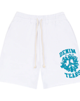 Denim Tears University Sweat Shorts White Blue