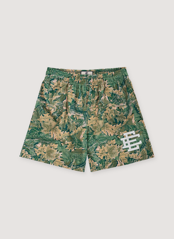 Eric Emanuel Basic Short Leaf Camo Camouflage Green White Tan front view Basic Short Leaf Camo Green White - Authenticated Shorts | Pieces Los Angeles