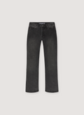 Lost SHDWS Embossed Denim Jeans Black with black monochrome asterisk logos all over, front view Lost SHDWS Embossed Denim Black - Image 1 | Authenticated at Pieces Los Angeles