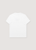 Helmut Lang Embossed Tee Shirt Optic White with 3D embossed logo, ribbed neck, front view Helmut Lang Embossed Tee Optic White - Image 1 | Authenticated at Pieces Los Angeles