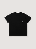 Chrome Hearts Heavyweight Embroidered Pocket Tee Shirt Black, black label, white embroidered pocket logo, embroidered sleeve detail, front view Chrome Hearts Heavyweight Embroidered Pocket Tee Black - Image 1 | Authenticated at Pieces Los Angeles